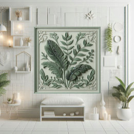 Vintage Art Deco saliegroen blad botanisch ontwerp Tegeltje
