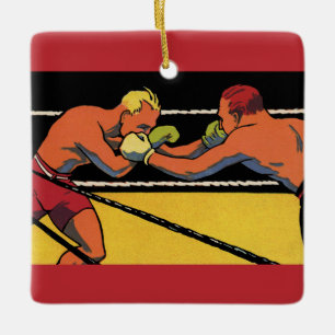 Vintage Art Deco sport boksen, boksers slaan Keramisch Ornament