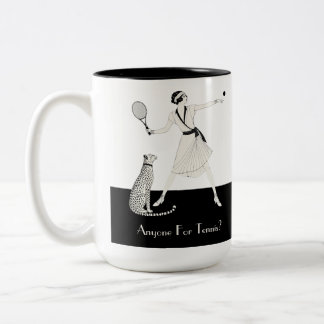 Vintage Art Deco Tennisspeler Tweekleurige Koffiemok