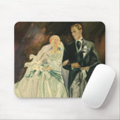 Vintage Art Deco Trouw Bruid en Bruidegom Nieuwget Muismat (Met muis)