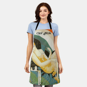 Vintage Art Deco vrouw liggend op bank, Chompre Schort