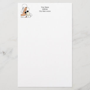 Vintage Art Deco vrouw met bloemen en hoed C Briefpapier