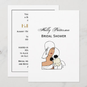 Vintage Art Deco vrouw met bloemen en hoed C Kaart