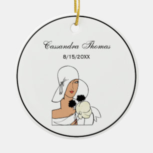 Vintage Art Deco vrouw met bloemen en hoed C Keramisch Ornament
