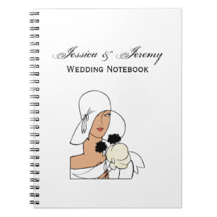 Vintage Art Deco vrouw met bloemen en hoed C Notitieboek