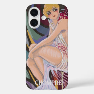 Vintage Art Deco vrouw met drapérieën van S. Chomp iPhone 16 Hoesje