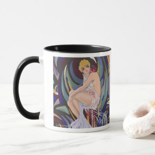 Vintage Art Deco vrouw met drapérieën van S. Chomp Mok