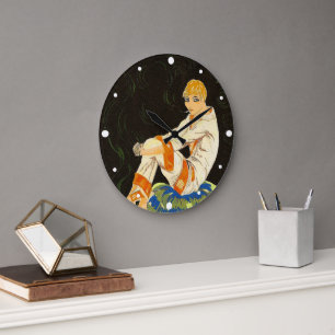 Vintage Art Deco vrouw, rokend door S. Chompre Grote Klok
