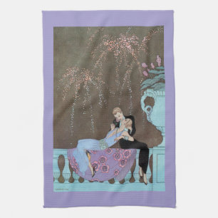 Vintage Art Deco Vuurwerk Le Feu, George Barbier Theedoek