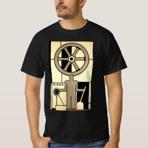 Vintage Art Deco zakelijke wiel- en machinewerker T-shirt