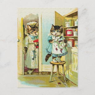 Vintage art: Kitten caught stealing Briefkaart