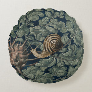 Vintage Art Nouveau Botanische Slak Antiek Rond Kussen