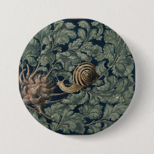 Vintage Art Nouveau Botanische Slak Antiek Ronde Button 7,6 Cm