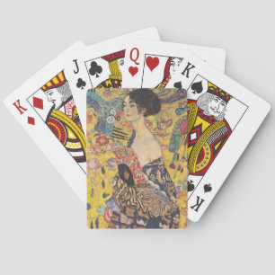 Vintage Art Nouveau Dame met Waaierschilderij Pokerkaarten