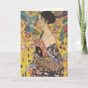 Vintage Art Nouveau Dame met Waaierskilderij Kaart