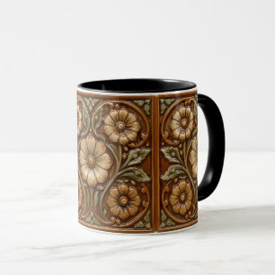 Vintage Art Nouveau Deco Majolica Bloemenkunstenaa Mok