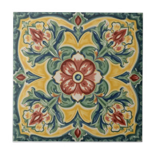 Vintage Art Nouveau Deco Majolica Bloemenkunstenaa Tegeltje