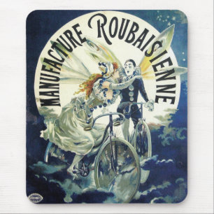Vintage Art Nouveau feeën, fietspierrot maan Muismat