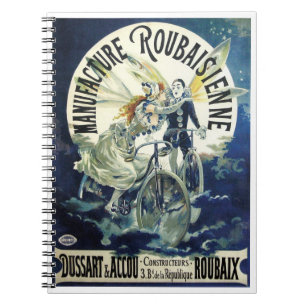 Vintage Art Nouveau feeën, fietspierrot maan Notitieboek