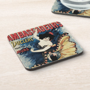 Vintage Art Nouveau Flamenco Danseres, Ambassadeur Bier Onderzetter
