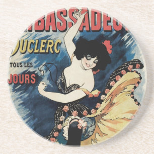 Vintage Art Nouveau Flamenco Danseres, Ambassadeur Zandsteen Onderzetter