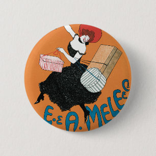 Vintage Art Nouveau Magazzini Italiani door Capiel Ronde Button 5,7 Cm