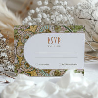 Vintage Art Nouveau Mucha Style Mariage Carte RSVP