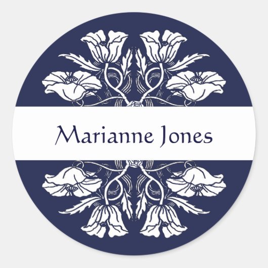 Vintage Art Nouveau Nom Floral Étiquette (Devant)