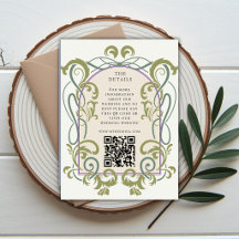 Vintage Art Nouveau QR Code Wedding Details Insert