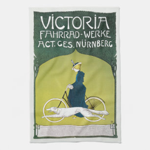 Vintage Art Nouveau, Victoria Fahrrad Werke, Rehm Theedoek