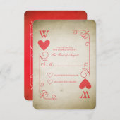 Vintage As des Coeurs Mariage RSVP (Devant / Derrière)