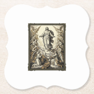 Vintage-ascensie-engel-gravure vector kunst_1 kartonnen onderzetters