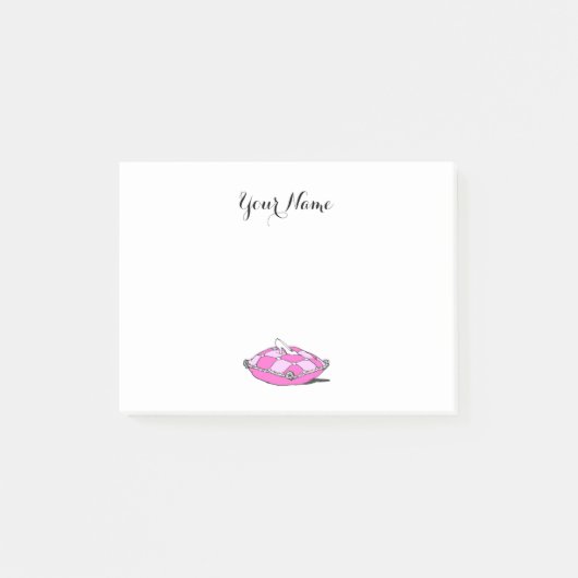 Vintage Assepoester Slipper op Roze Pillow Sticky Post-it® Notes (Voorkant)