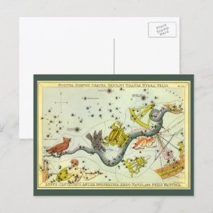 Vintage astronomie, Hydra Snake Constellation Star Briefkaart
