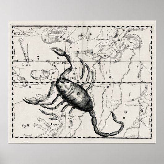 Vintage Astronomy Constellations Celestial Map  Poster (Voorkant)