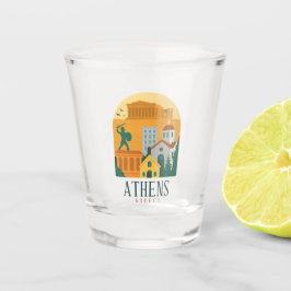 Vintage Athens Greece Parthenon Shot Glass | Retro Shot Glas