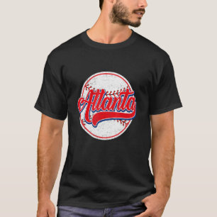 Vintage atlanta Cityscape Baseball voor mannen T-shirt