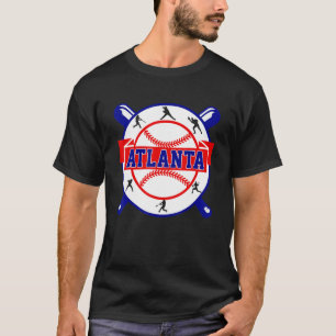 Vintage atlanta Cityscape Baseball voor mannen T-shirt