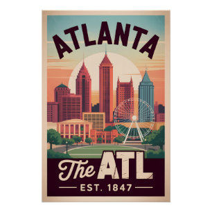 Vintage Atlanta Georgia De ATL Retro Reis Perfect Poster