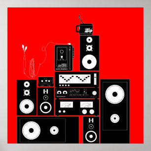 vintage AUDIO GEAR "AUTO REVERSE" Poster art.