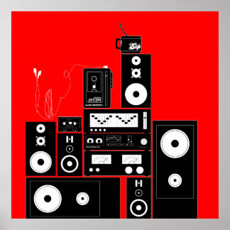 vintage AUDIO GEAR "AUTO REVERSE" Poster art.