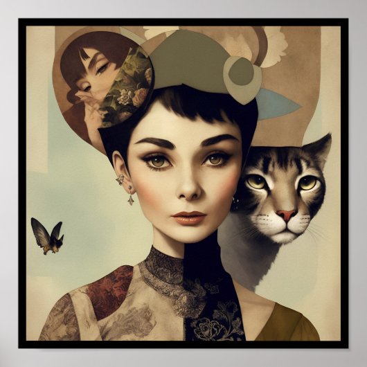 vintage audrey collage deco 1 poster (Voorkant)