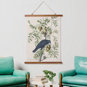 Vintage Audubon Amerikaanse Kraai Vogel Natuur Kun Hangend Wandkleed