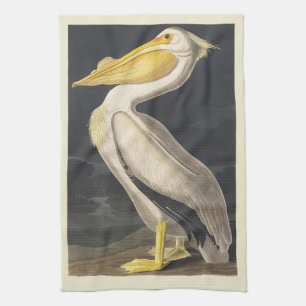 Vintage Audubon Amerikaanse Witte Pelikaan Vogelku Theedoek