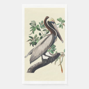 Vintage Audubon bruine pelikaan kustvogel kunst Servet