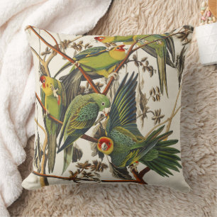 Vintage Audubon Carolina Parkiet Vogelkunst Kussen