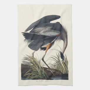 Vintage Audubon Grote Blauwe Reiger Vogel Natuur K Theedoek