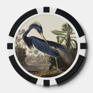 Vintage Audubon Louisiana Reiger Vogel Kunst Poker Chips