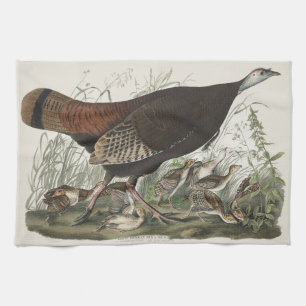 Vintage Audubon Wilde Kalkoense Hen & Jong Kunst Theedoek