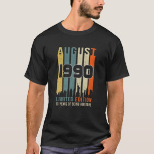 Vintage augustus 1990 Design 30 jaar oud voor T-shirt